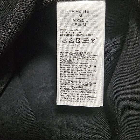 GAP Black Satin Midi Skirt Petite Medium‎ NWT High Waist Elastic Waistband - Picture 6 of 7